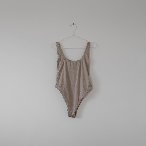 Shiny Taupe One Piece Swimsuit - Picture 1 of 2
